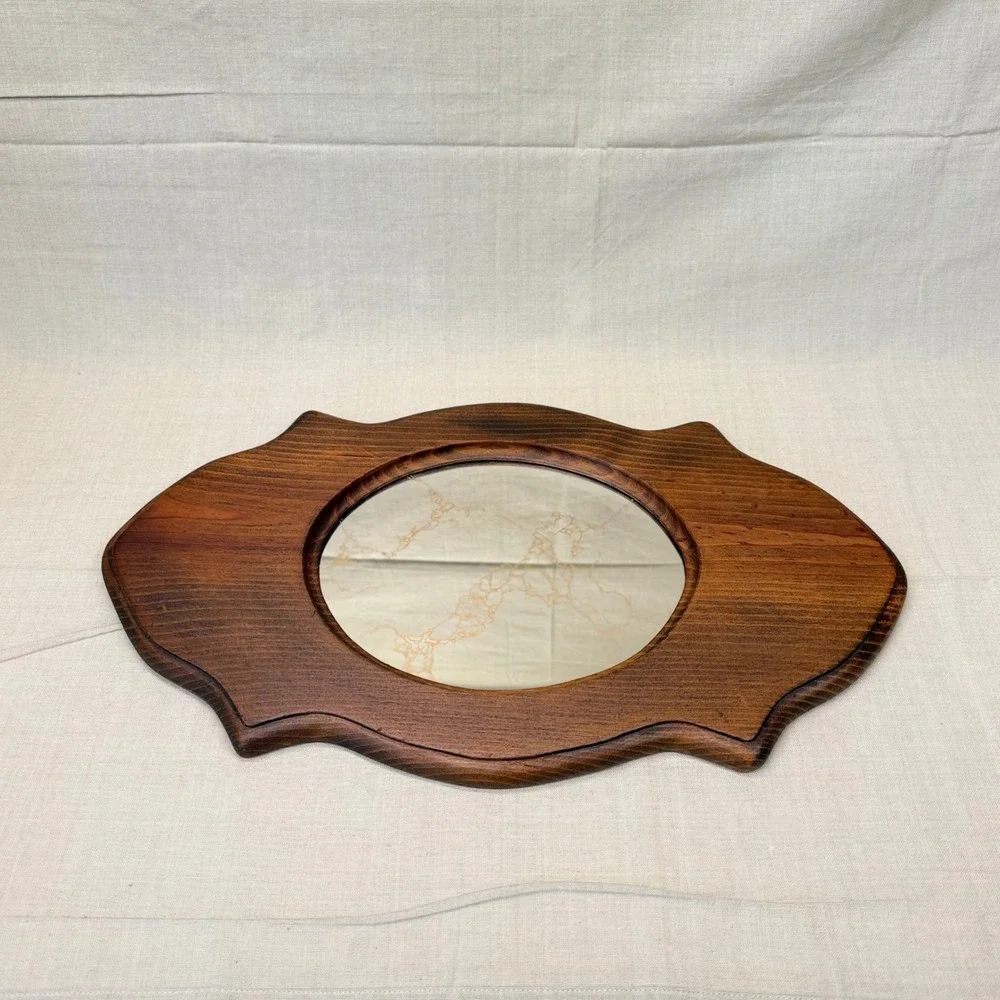 Vintage Wood Wall Mirror Gold Foxed Mirror Retro 70s Gold Accent Decor MCM